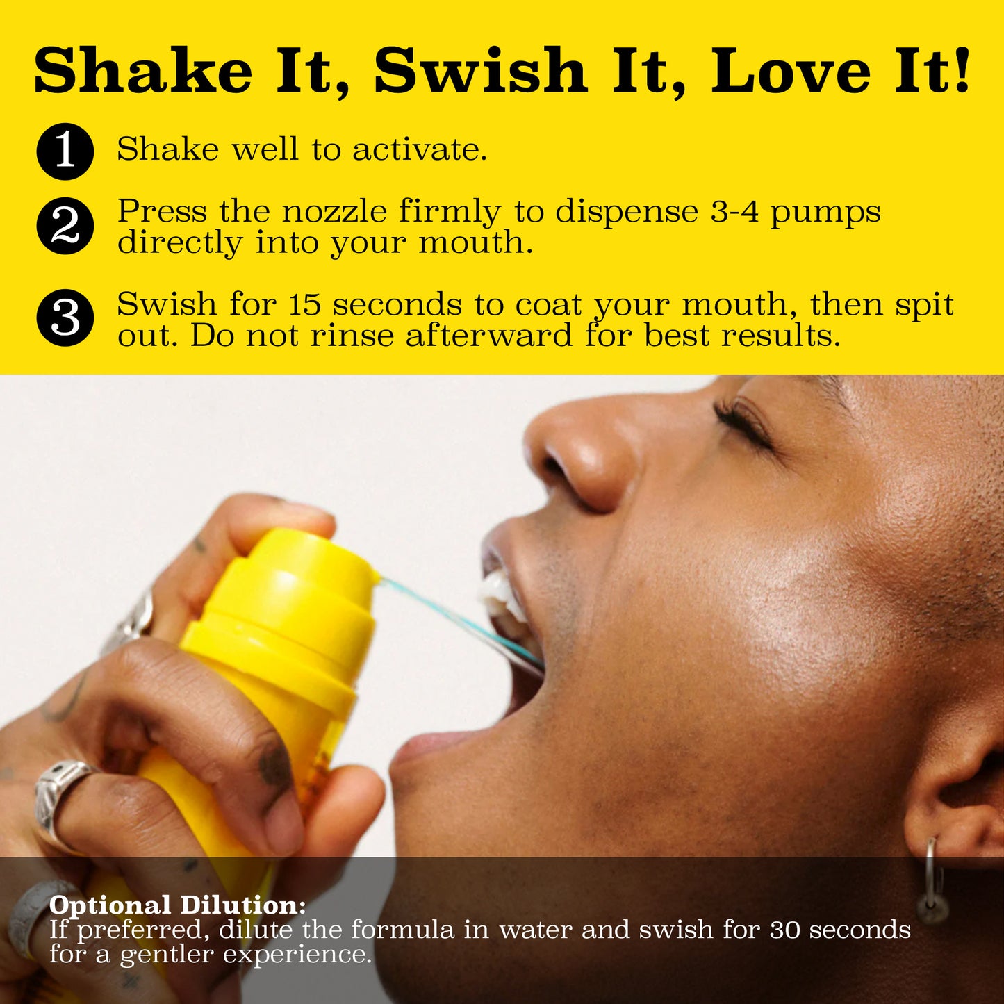 Dual Chamber Mint Mouthwash – Ultra Concentrated Oral Rinse, Alcohol-Free, Fluoride-Free, 3.4oz