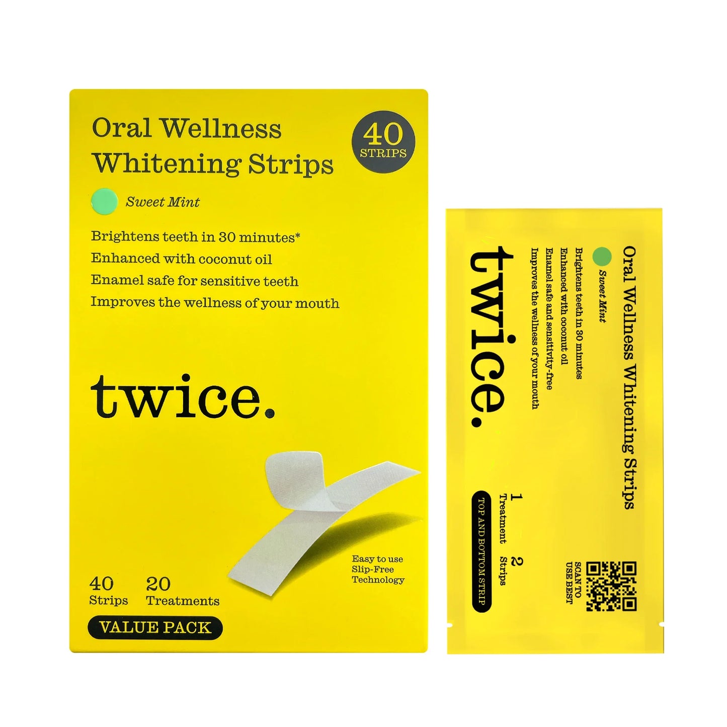 Whitening Strips – Clean Formula, Gentle Whitening – 20 Treatments (40 Strips)