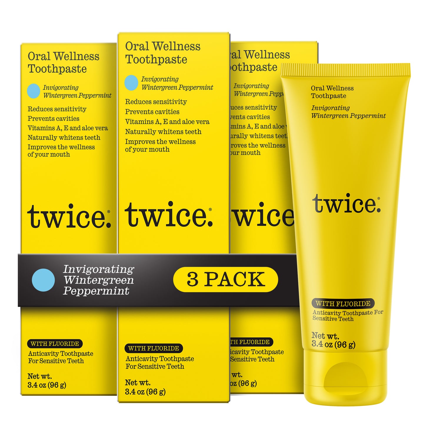 Fluoride Toothpaste with Wintergreen & Peppermint – Fresh Breath & Cavity Protection - 3 Pack