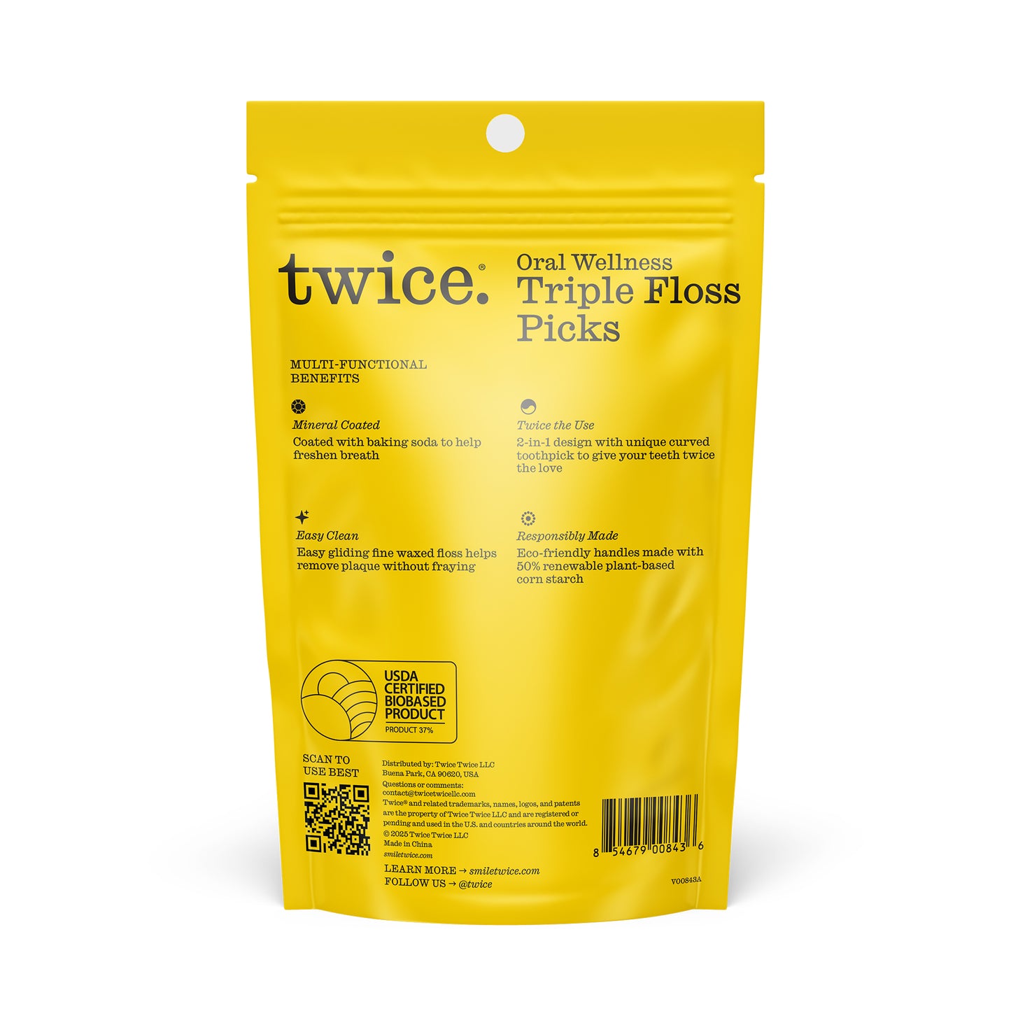 Floss Picks with 3-Strands – Wax-Coated Floss & Toothpick, Strong Mint, 75 Ct