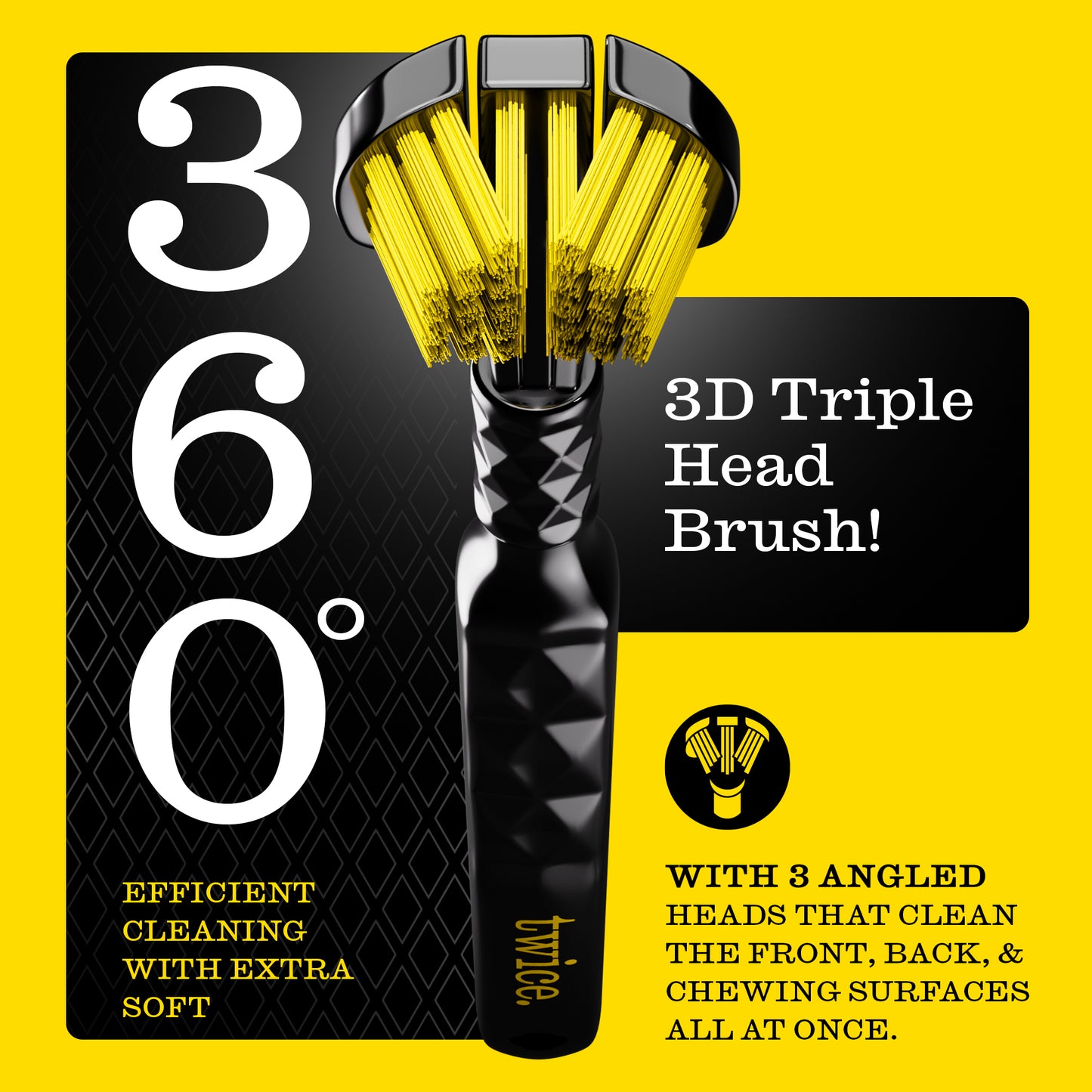 Soft Oral Wellness 3D Triple Head Toothbrushes, Gum Friendly, 2 Pack