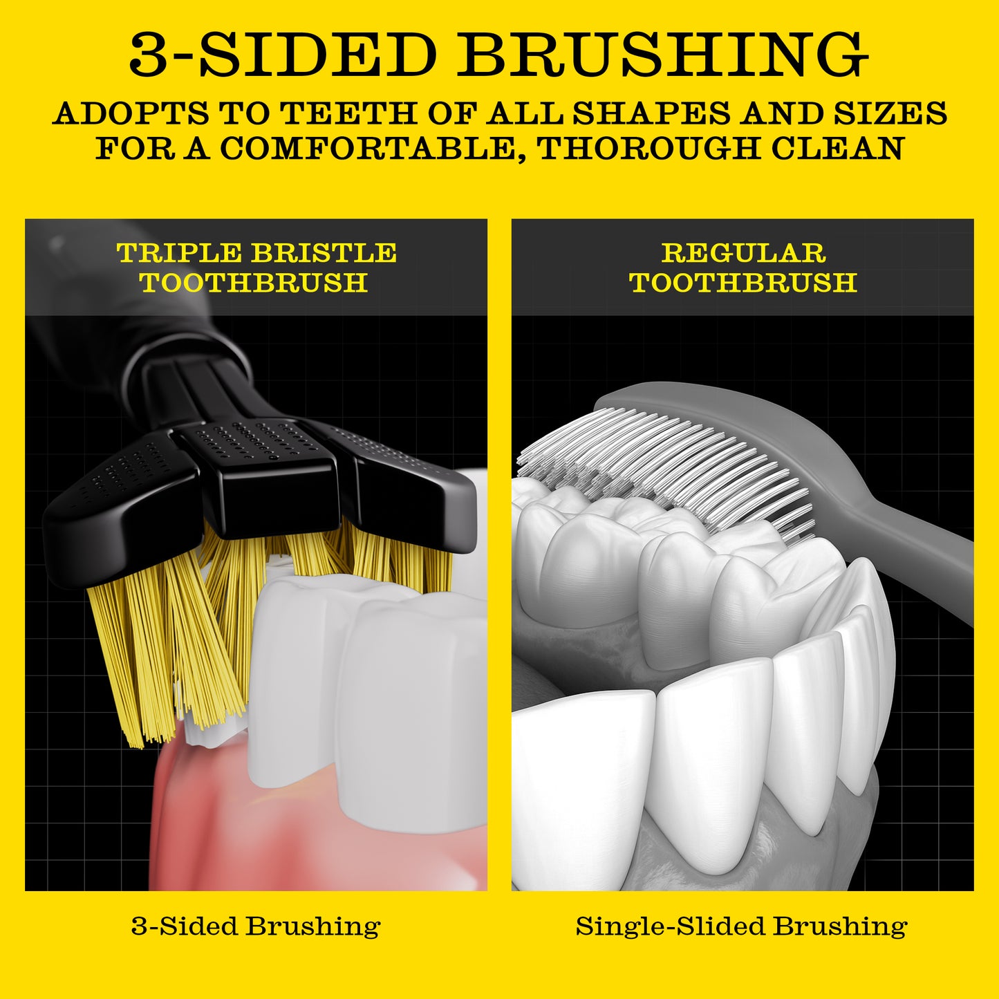 Soft Oral Wellness 3D Triple Head Toothbrushes, Gum Friendly, 2 Pack