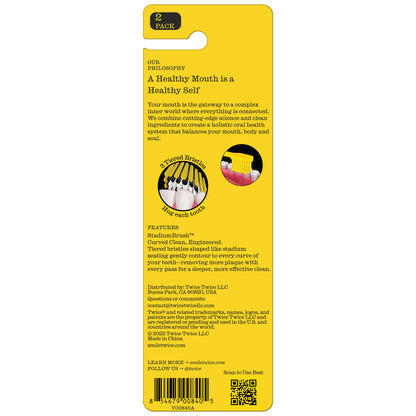 Soft Stadium Toothbrushes, Deep Clean, Gum Friendly, 2 Pack