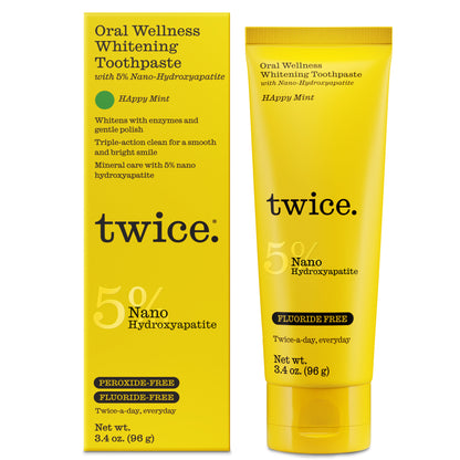 Happy Mint Whitening Toothpaste with 5% Nano-Hydoxapatite - Fluoride-Free & Peroxide-Free, 3.4 oz