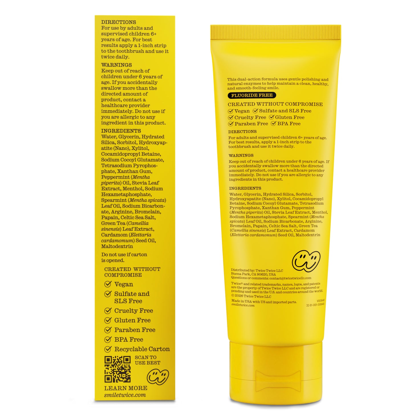 Happy Mint Whitening Toothpaste with 5% Nano-Hydoxapatite - Fluoride-Free & Peroxide-Free, 3.4 oz