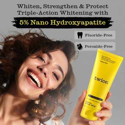 Happy Mint Whitening Toothpaste with 5% Nano-Hydoxapatite - Fluoride-Free & Peroxide-Free, 3.4 oz