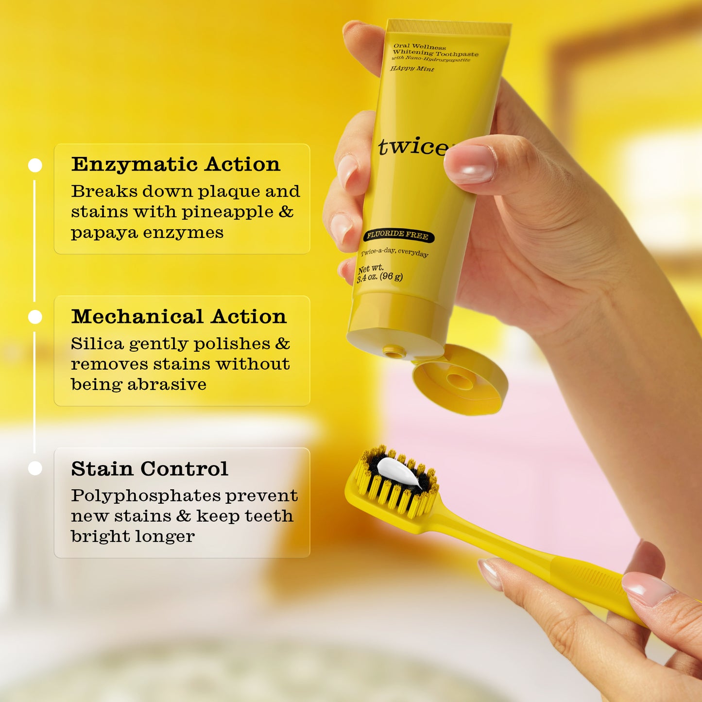 Happy Mint Whitening Toothpaste with 5% Nano-Hydoxapatite - Fluoride-Free & Peroxide-Free, 3.4 oz