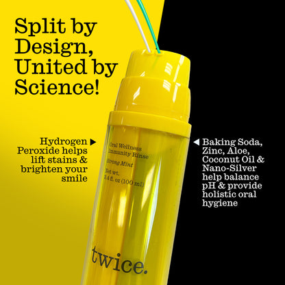 Dual Chamber Mint Mouthwash – Ultra Concentrated Oral Rinse, Alcohol-Free, Fluoride-Free, 3.4oz
