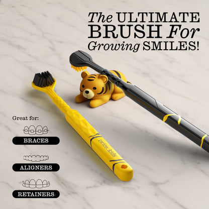 Kids Soft Oral Wellness 3D Triple Head Toothbrushes, Gum Friendly, 2 Pack