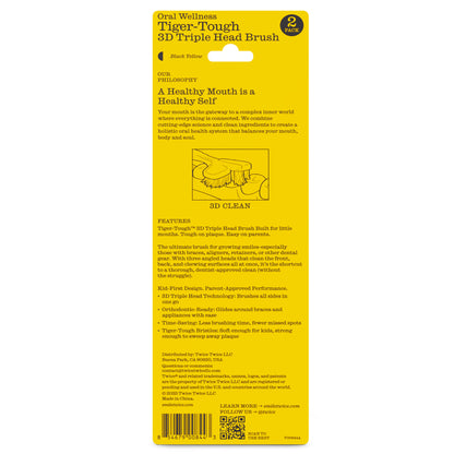 Kids Soft Oral Wellness 3D Triple Head Toothbrushes, Gum Friendly, 2 Pack